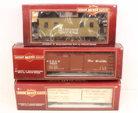 Bachmann: A collection of three boxed Bachmann Big Haulers, G Gauge, rolling stock wagons to comprise: Reference 93202 (box d