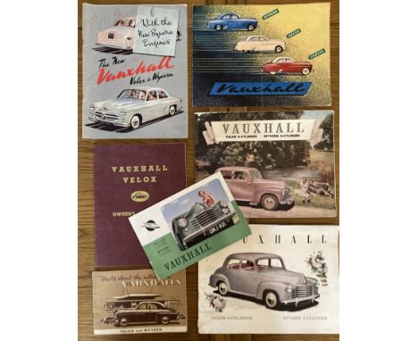 Motoring Interest: A collection of assorted vintage car brochures to include: 1949/50 Vauxhall Velox and Wyvern, along with 1