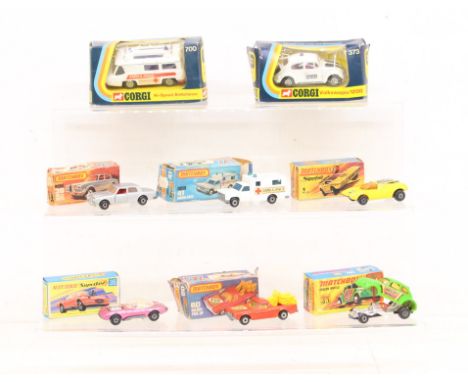 Diecast: A collection of assorted boxed diecast vehicles to include: Corgi Hi-Speed Ambulance 700, Corgi Volkswagen 1200 373,