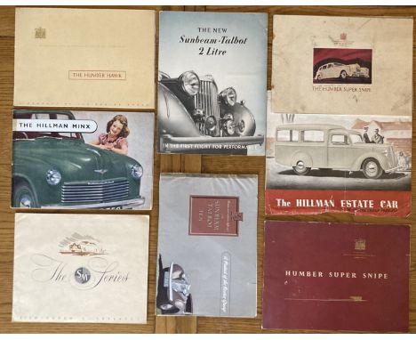 Motoring Interest: A collection of assorted vintage car brochures to include:&nbsp;Humber Super Snipe and Hawk, Sunbeam Talbo