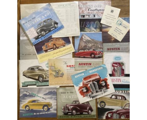 Motoring Interest: A collection of assorted vintage car brochures to include:&nbsp;Austin Atlantic, A40 Countryman, Devon, Ha