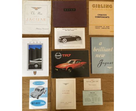 Motoring Interest: A collection of assorted vintage car brochures to include:&nbsp;Jaguar Mark V and Drophead Coupe, Rover fa