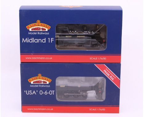 Bachmann: A boxed Bachmann, OO Gauge, Midland Class 1F 41803 British Railways Black, Reference 31-434; and USA Class 0-6-0T 3