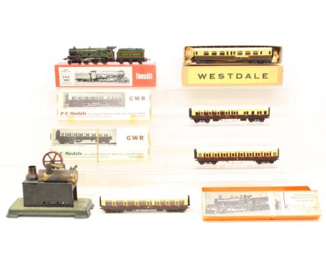Kit Built: An unmade boxed OO Gauge, kit built&nbsp; locomotive, together with a collection of made and unmade coach kits; a 