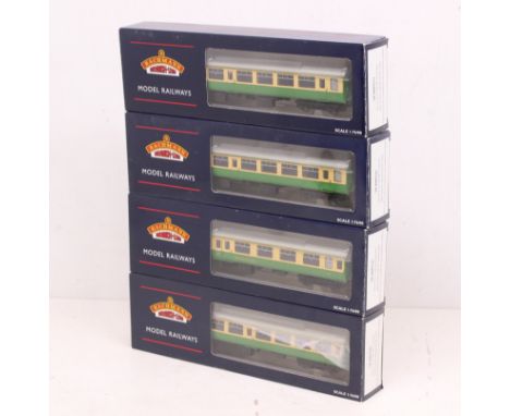 Bachmann: A collection of four boxed Bachmann, OO Gauge coaches to comprise: Set of 'Kyle Line' MK 2 Coaches LNER Tourist Gre