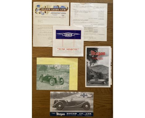 Motoring Interest: A collection of assorted vintage car brochures to include:&nbsp;rare Bond Minibyke with original letter an