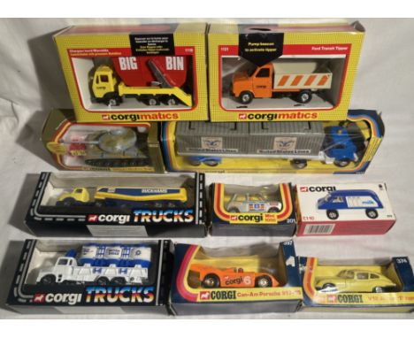 Corgi: A collection of assorted boxed Corgi vehicles, to include: Corgimatics, Corgi trucks, cars, tank. All boxed in very go