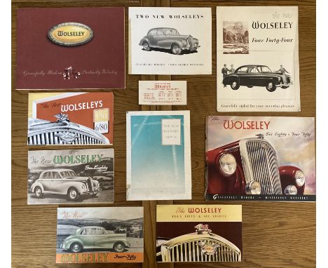 Motoring Interest: A collection of assorted vintage car brochures to include:&nbsp;1940/50&rsquo;s Wolseley Cars. Four Forty 