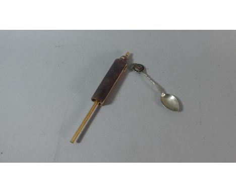 A Souvenir Spoon with Enamel Decoration RMS Queen Mary Together with a Hand Held Streamer Used at Launch 