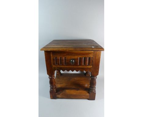 A Far Eastern Hardwood Occasional Table with Single Drawer and Stretcher Shelf, 45cm Wide 