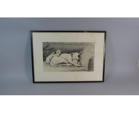 A Framed Cecil Aldin Print, Dogs on Sofa 