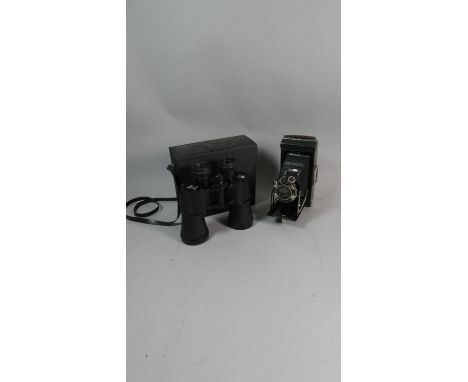 A Cased Pair of 10X50 Binoculars Together with a Kodak Vintage Camera 