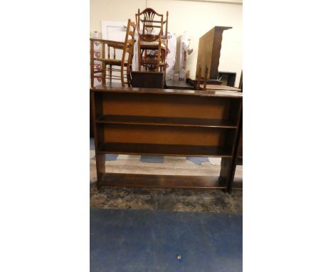 An Edwardian Stained Pine Three Shelf Open Bookcase, 124cm Wide 