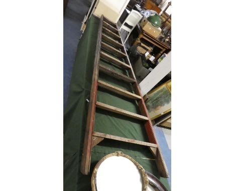 A Vintage Wooden Window Cleaner's Ladder, 246cm High 