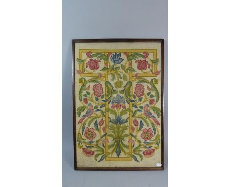 An Arts and Crafts Style Tapestry Panel in Oak Frame, 65cm High 