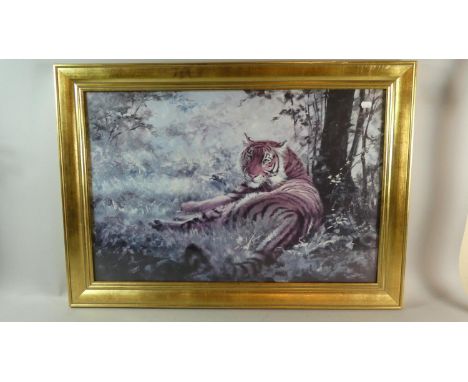 A Framed Print of a Tiger, 75cm Wide 