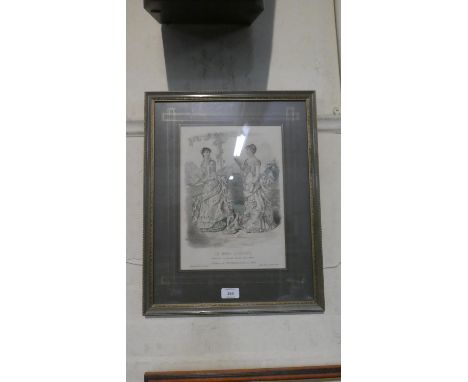 A Framed French Fashion Print, 49cm High 