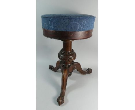 A Late Victorian Mahogany Swivel Top Piano Stool, 35cm Diameter 