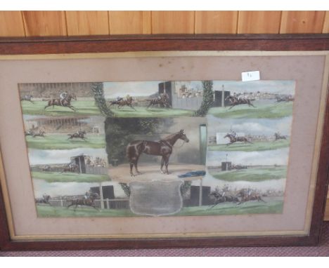 A John Beer colour print of Sceptre, some of her races plus one other similar Pretty Polly and her races, 14" x 23"