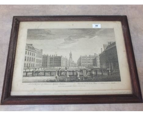 A print of a North view of Hanover Square, London, 1794, 12" x 19"