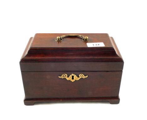 A Georgian Mahogany three compartment tea caddy