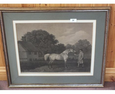 A Stubbs print of racehorse Gimcrack 1817, 15" x 19", published by Edward Orme