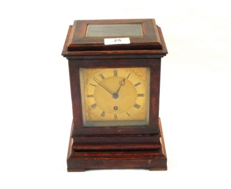 A Mahogany Brass dial glass sided mantel clock by Walker & Sons