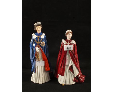 Royal Doulton Queen Elizabeth HN 2878 and a Royal Worcester figurine in O.B.E. robes