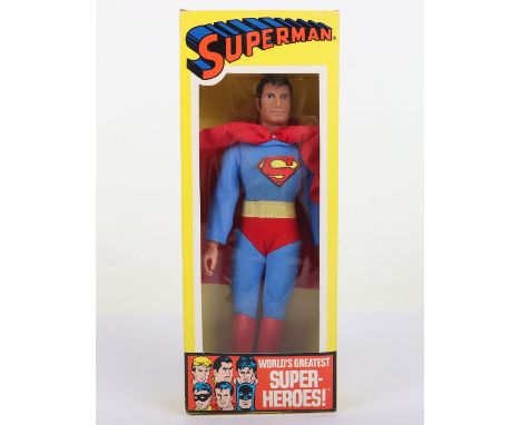 Vintage Mego DC Superman 8 inch Action figure 1976 in original Yellow box, Unpunched 5 digit, 3 panel New Logo box, Type 2, 1