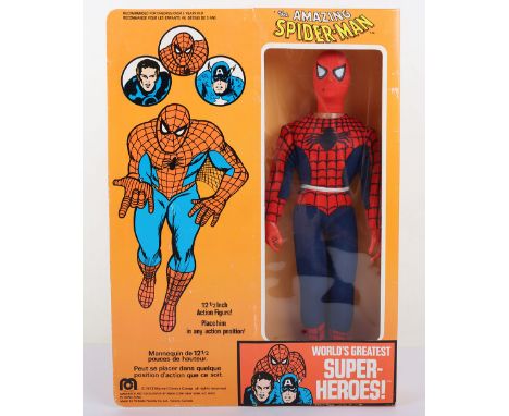 Vintage Mego 12½ inch The Amazing Spider-man Action figure in original Orange box. Very good condition. Minor box wear.