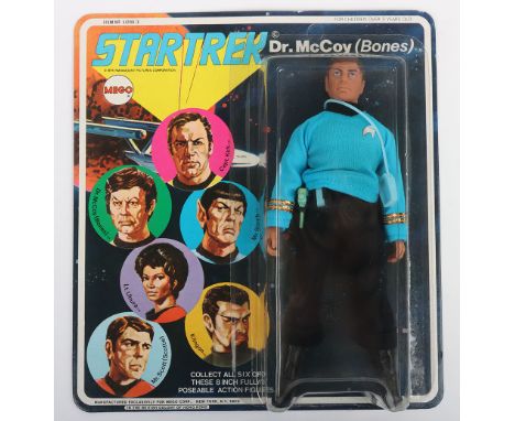 Vintage Original Star Trek Mego Dr. McCoy (Bones) Six face Type 2, 8 inch action figure Boxed item number 51200/3. White lett