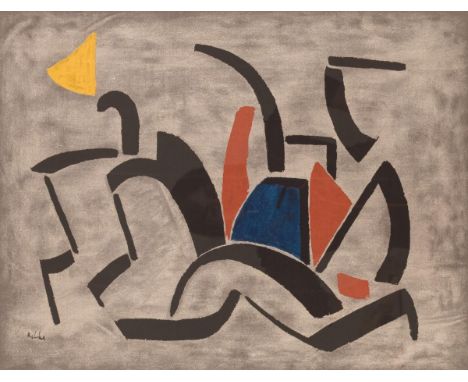 Signed (in the print) silkscreen on silk. Dim.: 61 x 78 cm. (size cloth).