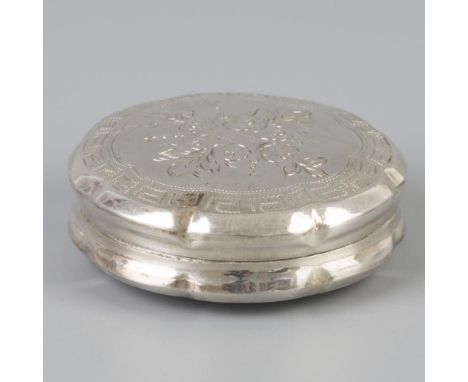 Round model with engraved Biedermeier decorations. The Netherlands, Schoonhoven, Cornelis Rietveld, 1869, hallmarks: lion, Mi