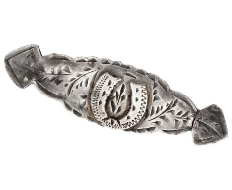 Horseshoes were worn for good luck and for protection against evil spirits. Hallmarks: maker's mark (presumably MC), anchor (