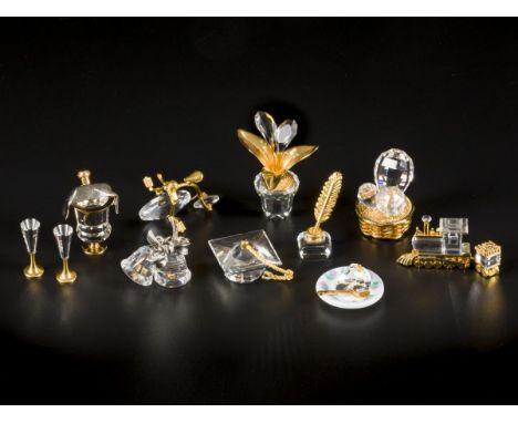 Consisting of: a velocipede, cactus in basket, cake plate, inkwell, academic or graduate cap, champagne cooler with glasses, 