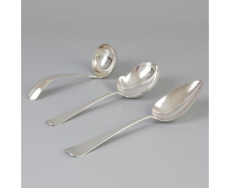 Consisting of vegetable spoon, potato spoon and gravy spoon in "Haags Lofje". The Netherlands, Voorschoten, van Kempen &amp; 