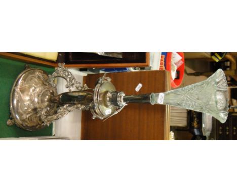 A Victorian silver plate on copper table epergne.