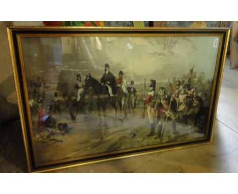 R Hillingford,coloured print, Nelson in the field, framed.