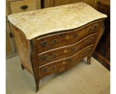 French Walnut marble top commode.