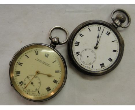 An engine turned keywind pocket watch and an engine turned topwind pocket watch, (2).