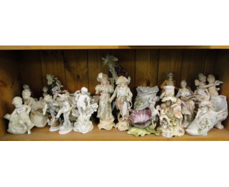 A shelf of various continental figures, a/f.