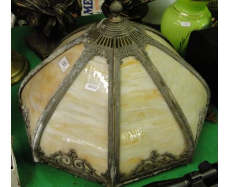 A large octagonal ceiling light bowl with coloured glass panels.