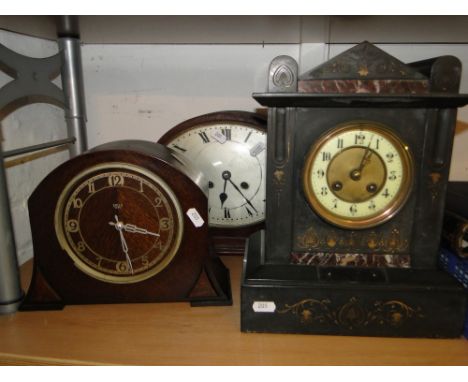 A Slate mantel clock & 2 others