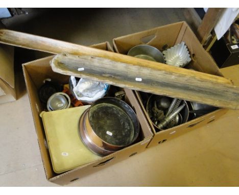 Bread basket, aluminium moulds and other kitchenalia.