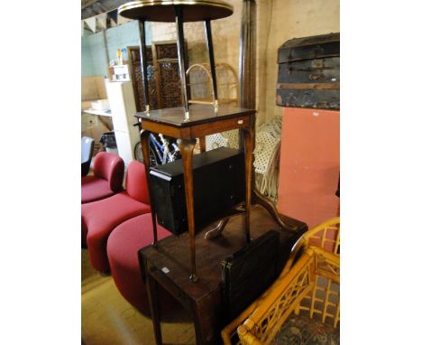 Victorian mahogany Pembroke table, an Oriental 2-fold screen, metal post box, standard lamp, etc.