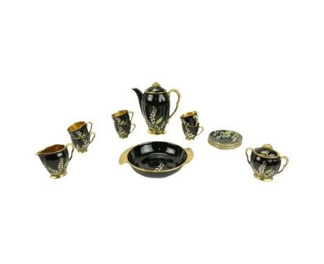 An attractive 18 piece Carltonware Coffee Set, Noire Royale hand painted design. (18) 