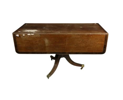 A 19th Century mahogany and rosewood banded Pembroke Table, on tripod base, 52" (133cms). (1)