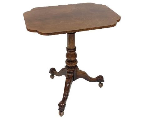 A very good and rare Victorian rosewood tripod Occasional Table, James Winter, Wardour St., Soho, London (stamped), the recta