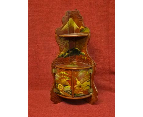 20th century Japanese folding lacquer corner shelf.