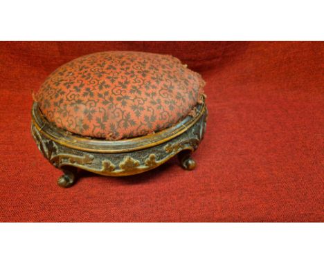 Victorian walnut cabriole leg button stool.